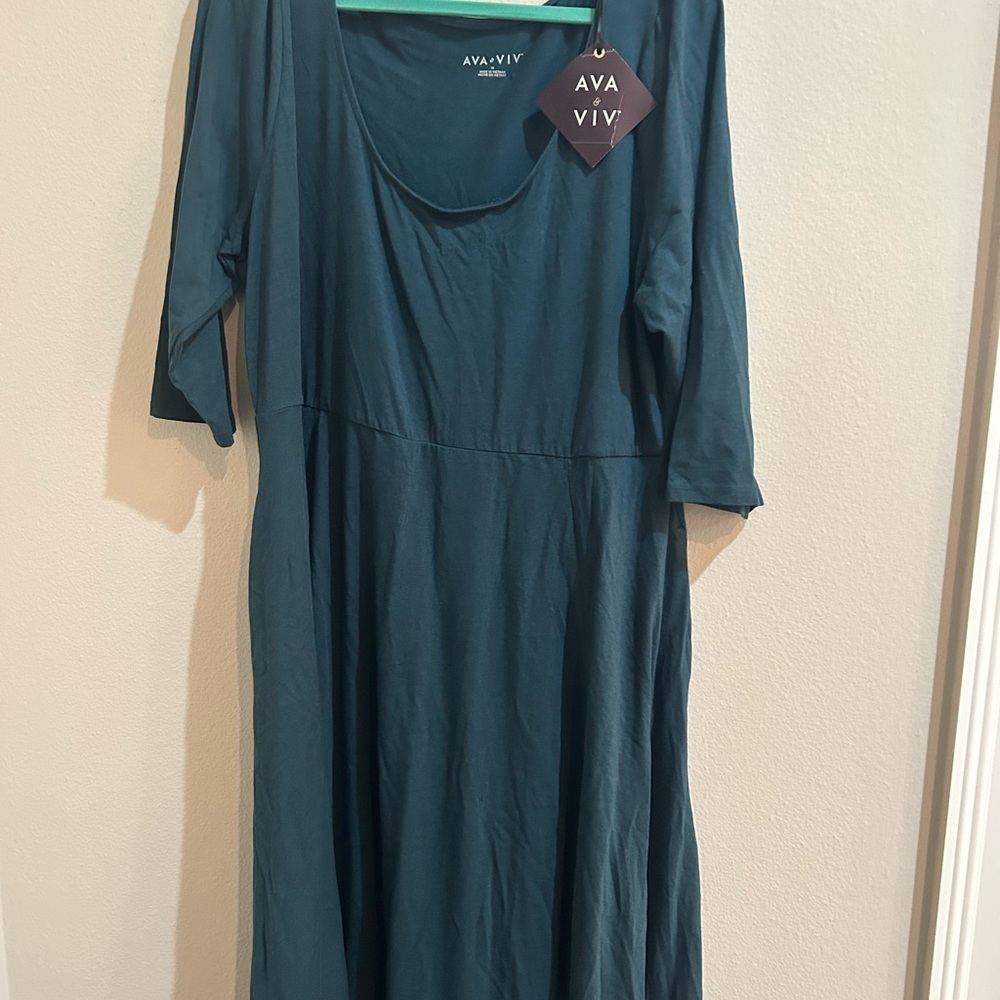 Ava & Viv Deep Teal Midi Dress
